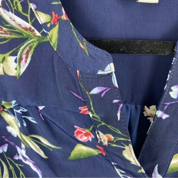 CATHERINE Malandrino Navy Blue Floral Sleeveless Dress Small - Picture 7 of 13